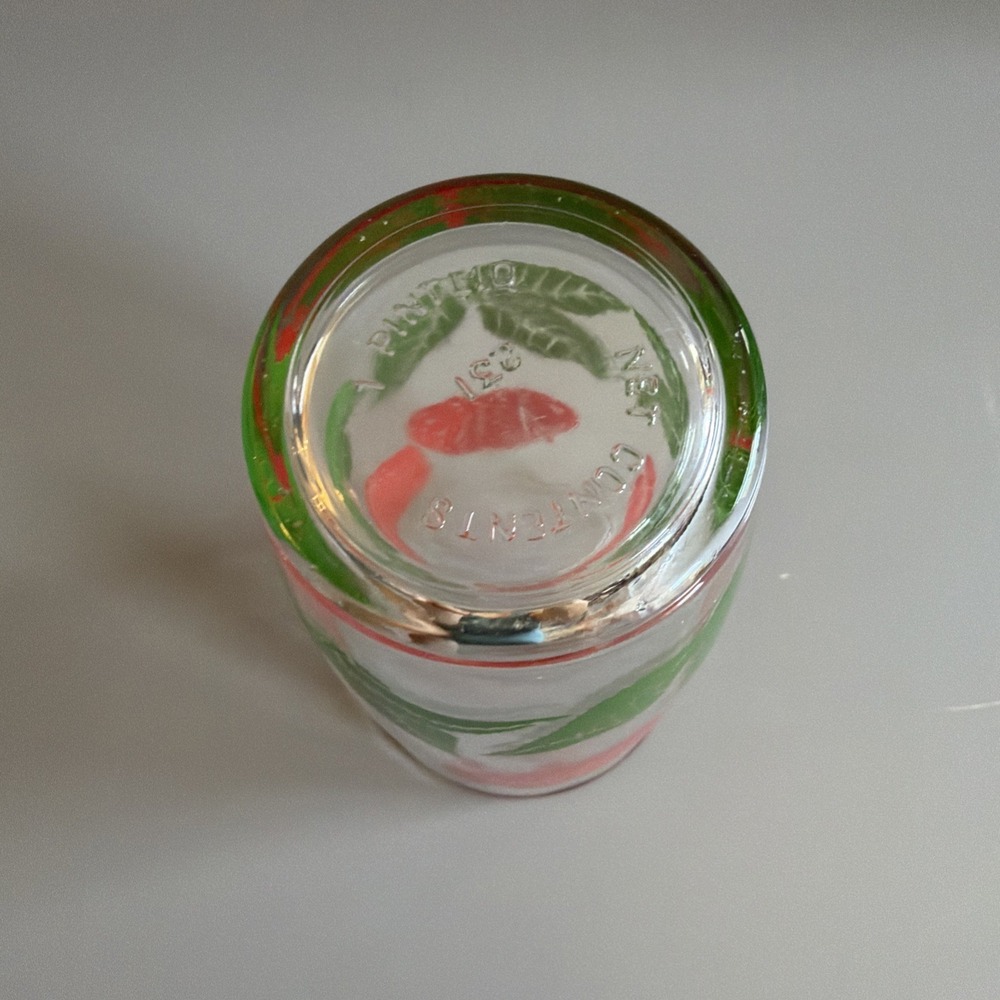 Vintage Pint Drinking Glass Tumbler Retro Strawberries Red Green - Picture 5 of 5